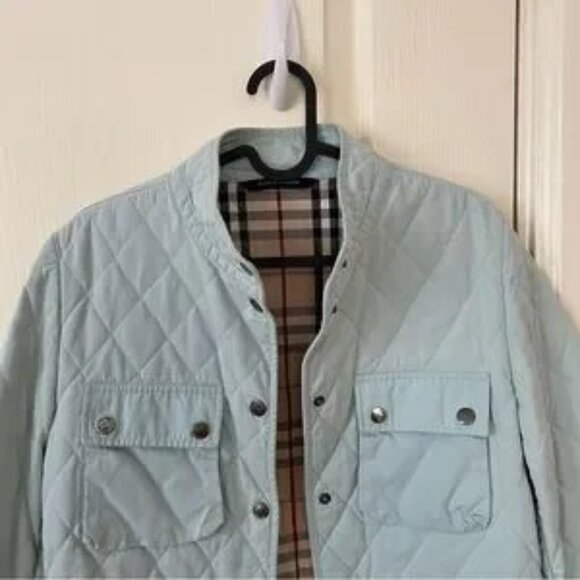 Burberry Made in England Mint Green Quilted Nova Check Lining Utility Jacket S - Picture 2 of 11